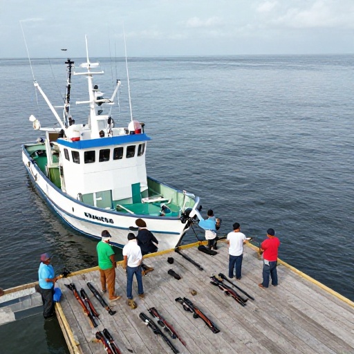 Operativo en camaronera del Guayas asegura 16 fusiles y detiene a cuatro personas