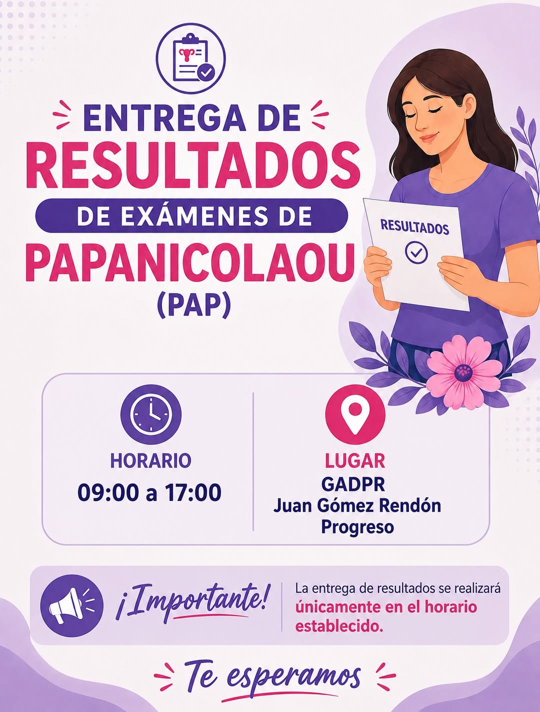 GAD Progreso abre entrega de resultados de exámenes PAP para mujeres del cantón
