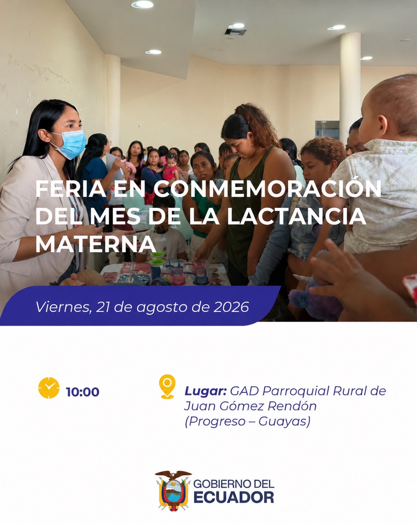 GAD Progreso convoca a Feria de Salud por Mes de la Lactancia Materna este viernes
